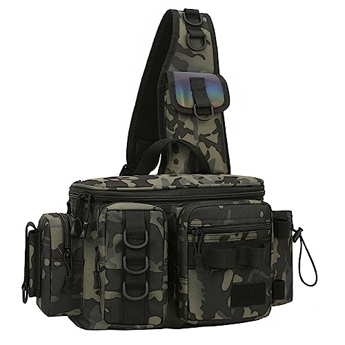 Mehrzweck Angeln Tasche mit Rutenhalter, Angeltasche Umhängetasche Angelrucksack für Angelrolle Köder Gerät, Tarnfarbe Grün Mehrzweck Angeln Tasche mit Rutenhalter, Angeltasche Umhängetasche Angelrucksack für Angelrolle Köder Gerät, Tarnfarbe Grün von TopHomer
