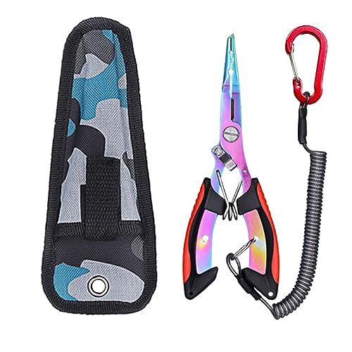 Multifunktions Angelzange mit Langer Nase, Angelhakenzange aus Edelstahl mit Lanyard Angelzange für Süß und Salzwasserangeln, Rot Multifunktions Angelzange mit Langer Nase, Angelhakenzange aus Edelstahl mit Lanyard Angelzange für Süß und Salzwasserangeln, Rot von TopHomer