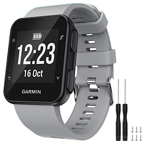 TopPerfekt Armband kompatibel mit Garmin Forerunner 35, weiches Silikon Ersatz-Uhrenarmband für Garmin Forerunner 35 Smart Watch, passend für 130-230 mm Handgelenk (Grau) von TopPerfekt