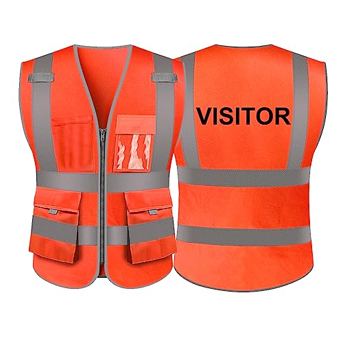 Besucher-Sicherheitsweste, 9 Taschen Warnschutzweste mit reflektierenden Streifen von TopTie