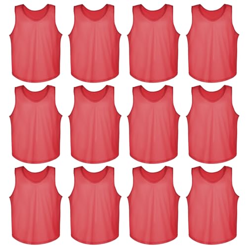 TopTie 12 Packungen Mesh-Trainingswesten Scrimmage Pinnies Übungstrikots für Fußballsport, Erwachsene/Jugendliche von TopTie