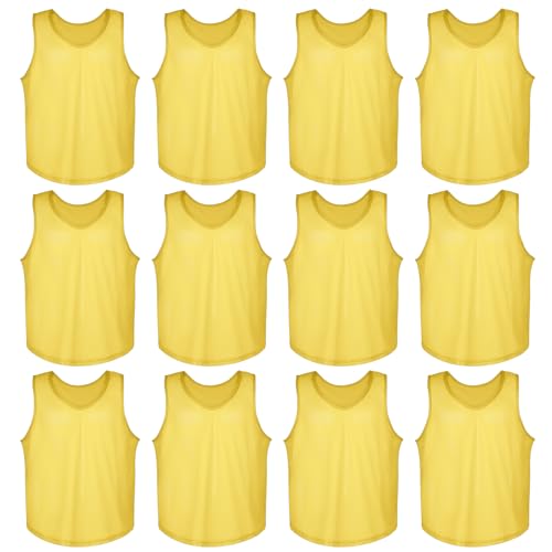 TopTie 12 Packungen Mesh-Trainingswesten Scrimmage Pinnies Übungstrikots für Fußballsport, Erwachsene/Jugendliche von TopTie