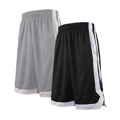 TopTie 2 Stück Herren Sport Shorts, Basketball Trainingsshorts Kurze Sporthose mit Taschen-Schwarz/Grau-M TopTie 2 Stück Herren Sport Shorts, Basketball Trainingsshorts Kurze Sporthose mit Taschen-Schwarz/Grau-M von TopTie