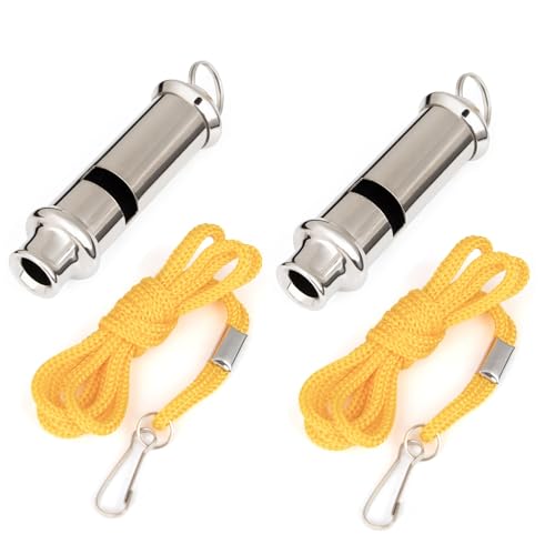 TopTie 2 Stück Hundepfeifen mit Umhängeband Metall Haustierpfeife Profi Whistle für Hundetraining TopTie 2 Stück Hundepfeifen mit Umhängeband Metall Haustierpfeife Profi Whistle für Hundetraining von TopTie
