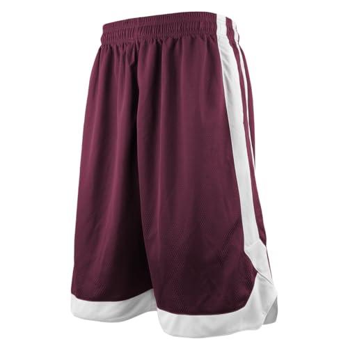 TopTie Herren Sport Shorts, Basketball Trainingsshorts Kurze Sporthose mit Taschen-Dunkelrot-M von TopTie