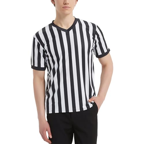 TopTie Schiedsrichtershirt Herren Offizielles Schiedsrichterhemd Kurzarm Schwarz und Weiß Streifen Trikot mit V-Ausschnitt- 2XL TopTie Schiedsrichtershirt Herren Offizielles Schiedsrichterhemd Kurzarm Schwarz und Weiß Streifen Trikot mit V-Ausschnitt- 2XL von TopTie