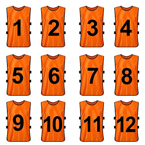 TopTie Trainingsleibchen Scrimmage Weste 12 Packungen 1bis12 13 bis 24 Nummeriert Orange Blank XL von TopTie