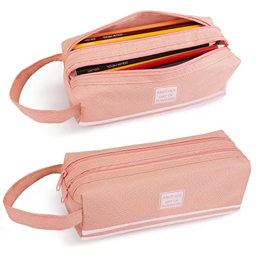 Toptime Federmäppchen, Federmappe mit Großem Fassungsvermögen, Federtasche mit 2 Fächer für Mädchen Jungen Teenager, Oxford-Stoff Pencil Case mit Tragegriff Stiftetasche für Schule, Büro (Rosa) Toptime Federmäppchen, Federmappe mit Großem Fassungsvermögen, Federtasche mit 2 Fächer für Mädchen Jungen Teenager, Oxford-Stoff Pencil Case mit Tragegriff Stiftetasche für Schule, Büro (Rosa) von Toptime