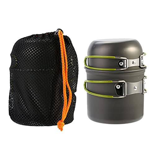 Topyond Camping-Kochgeschirr-Set, Aufbewahrung mit Tasche, kompakter Campingtopf aus Aluminiumlegierung mit faltbarem Handgriff, Rucksack-Topf für Camping, Wandern, Kochen im von Topyond