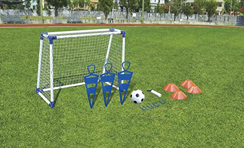 Tornado | 100PRO Coach Kinder Fußballtraining Set mit einem Fußballtor 104 x 88 cm aus uPVC Kunststoff und umfangreichem Zubehör von Tornado Ballsport Tore