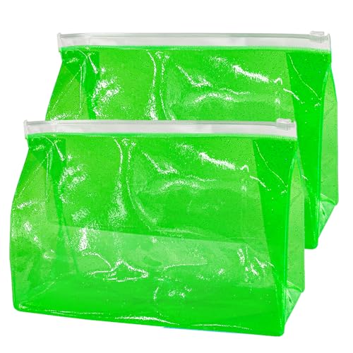 Kosmetiktasche für unterwegs, transparent, PVC, für Badezimmer, Urlaub und Organisation, Lila, 2 Stück, Grün , Modern von TotePrint