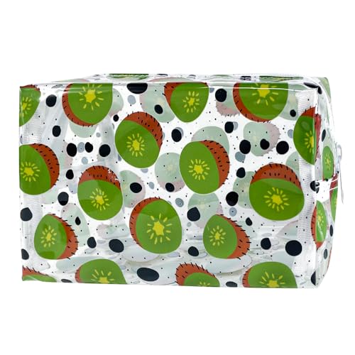 TotePrint Transparente Kosmetiktasche mit Kiwi-Druck, wasserdicht, wiederverwendbar, geeignet für Geschenksammlung, tragbarer Organizer, D1037-6, Modern von TotePrint