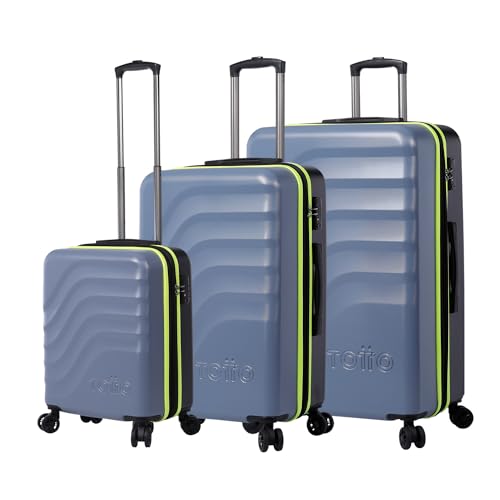 TOTTO - Hartschalenkoffer - Bazy + - Folkstone Gray - Himmelblau - DREI Koffergrößen - Erweiterbares System - TSA-System - Polyesterfutter, blau, TRAVEL von Totto