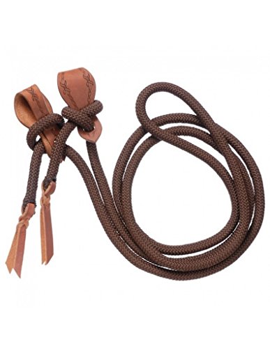 Cord Roping Reins mit Slobber Straps in braun und schwarz von Tough 1