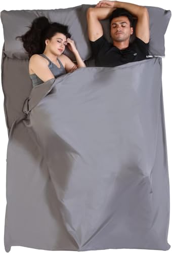 Schlafsack Liner - Adult Sleep Sack & Travel Lets für Backpacking, Hotels Hostels Lightweight Single Double Camping Liners Comfortable von Tough Outdoors