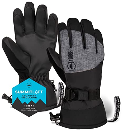 Tough Outdoors Ski- und Schneehandschuhe – Handschuhe zum Skifahren, Snowboarden für Damen und Herren – winddichte Kaltwetterhandschuhe mit Handgelenkleinen, Wärmedämmung und Handfläche aus Kunstleder von Tough Outdoors