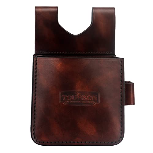 Tourbn TOURBON Braunes Leder Taillenschießen Munitionstasche Schrotflintenhülle Tasche Werkzeuggürtelhalter, 12.5*18.8*7.8cm von Tourbn