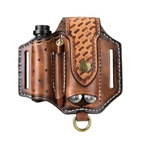 Tourbon EDC Lederetui, Multitool, Taschenmesser, Organizer, Gürteltasche, Taschenlampe, Holster, Stifthalter Tourbon EDC Lederetui, Multitool, Taschenmesser, Organizer, Gürteltasche, Taschenlampe, Holster, Stifthalter von Tourbn