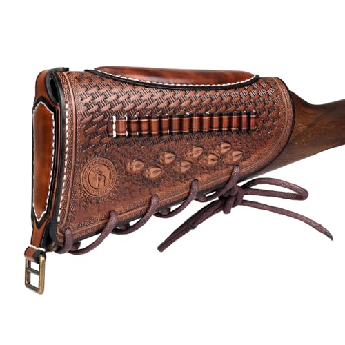 TOURBON Gewehrschaft-Munitionstasche aus Rindsleder, verstellbare Wangenauflage, Patronenhalter für .22LR-Patronen TOURBON Gewehrschaft-Munitionstasche aus Rindsleder, verstellbare Wangenauflage, Patronenhalter für .22LR-Patronen von Tourbn