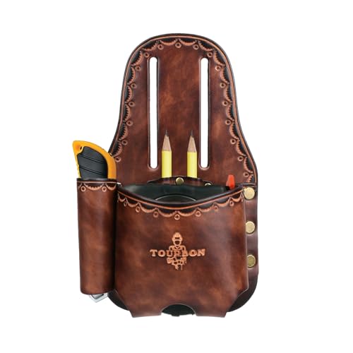 TOURBON Großer Echtleder-Maßbandhalter für Gürtel, Maßband, Werkzeugtasche mit Hammer, Universalmesser, Holster, Bleistiftschlaufen TOURBON Großer Echtleder-Maßbandhalter für Gürtel, Maßband, Werkzeugtasche mit Hammer, Universalmesser, Holster, Bleistiftschlaufen von Tourbn