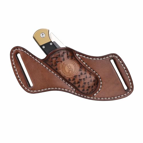 TOURBON Leder-Taschenmesser-Etui für Gürtel, EDC-Holster, Taschenmesser, Werkzeugtasche, handgefertigtes Geschenk für Männer von Tourbn