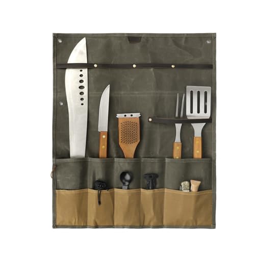TOURBON Kochmesser-Tasche, gewachstes Segeltuch, tragbar, 10 Taschen, Messer-Aufbewahrung, Werkzeug-Organizer-Tasche TOURBON Kochmesser-Tasche, gewachstes Segeltuch, tragbar, 10 Taschen, Messer-Aufbewahrung, Werkzeug-Organizer-Tasche von Tourbn