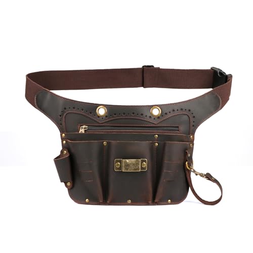 TOURBON Werkzeuggürteltasche aus echtem Leder mit verstellbarem Hüftgurt, Hammerschlaufe, für Elektriker, Tischler, Gärtner, Tasche TOURBON Werkzeuggürteltasche aus echtem Leder mit verstellbarem Hüftgurt, Hammerschlaufe, für Elektriker, Tischler, Gärtner, Tasche von Tourbn