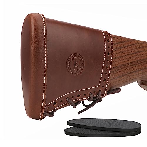 Tourbn Rückstoßpolster aus echtem Leder für Schrotflinte, Gewehrpistole, Stock-Pad, verstellbare Buttstock Abdeckung von Tourbn