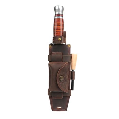 TOURBON Leder feste Klinge Messermantel für Gürtel gerade Messerholster mit Feuerstarter Halter und Tasche TOURBON Leder feste Klinge Messermantel für Gürtel gerade Messerholster mit Feuerstarter Halter und Tasche von Tourbn