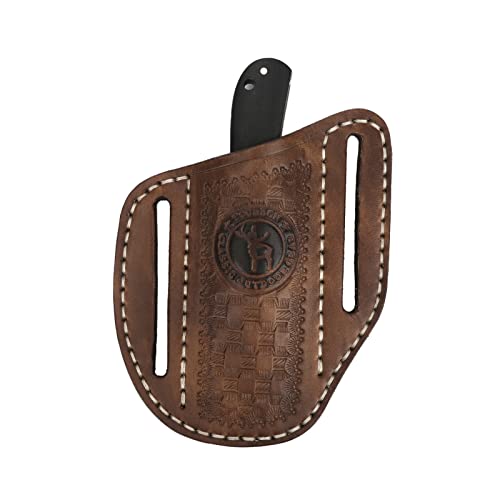 Tourbn TOURBON Ledertaschenmesserscheide für Gürtel EDC Holster Taschenmesser Werkzeugtasche Handgemachtes Geschenk, 9 * 1.5 * 11.5cm, Braun von Tourbn