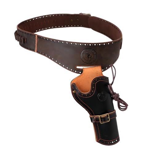 Tourbon Waffenholster aus echtem Leder, Western-Cowboy-Bein, Pistolenhalter, verstellbar, Munitionsgürtel Tourbon Waffenholster aus echtem Leder, Western-Cowboy-Bein, Pistolenhalter, verstellbar, Munitionsgürtel von Tourbn