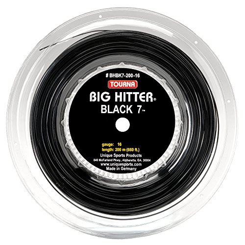 Tourna Big Hitter Black7 Ultimate Spin Polyester Tennissaitenrolle, Schwarz, 16g Reel von Tourna