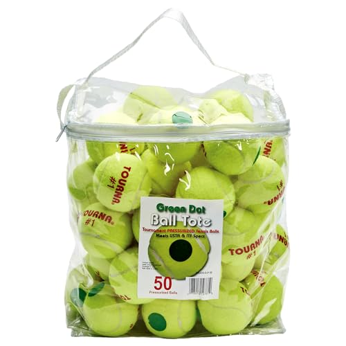 Tourna Druck-Tennisbälle mit grünen Punkten, 50 Bälle, Tragetasche mit grünen Punkten Tourna Druck-Tennisbälle mit grünen Punkten, 50 Bälle, Tragetasche mit grünen Punkten von Tourna