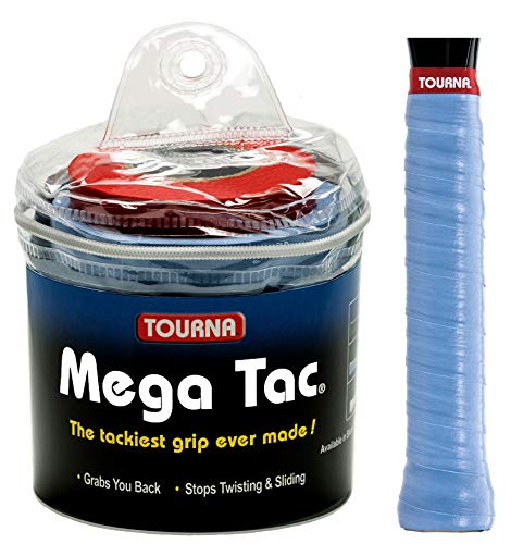 Tourna Zipper Box von 30 auf Grips – Mega Tac, Uni, TG30MTB, blau Overgrip, Fits Most von Tourna
