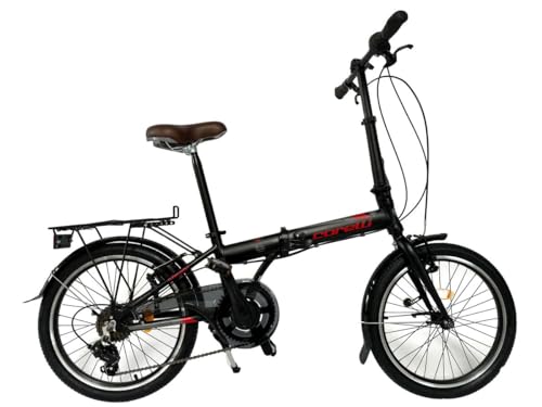 20 Zoll Alu Faltrad Klapprad Shimano 7 Gang-Schaltung Camping Rad Klappfahrrad (Schwarz-Rot) von Toys Store GmbH