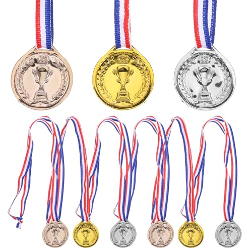 Toyvian 9 Stück Goldmedaillen Für Auszeichnungen Für Kinder Und Erwachsene Metallsieger-Gold-Silber-Bronze-Auszeichnungsmedaillen Im Bulk-Stil Siegerauszeichnungen Für Sport Party von Toyvian
