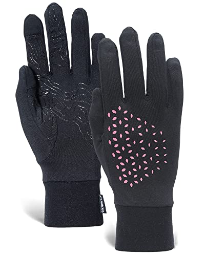 TrailHeads Laufhandschuhe Leichte Handschuhe mit Touchscreen-Funktion | Die Elemente - schwarz/rosa reflektierend (klein) von TrailHeads