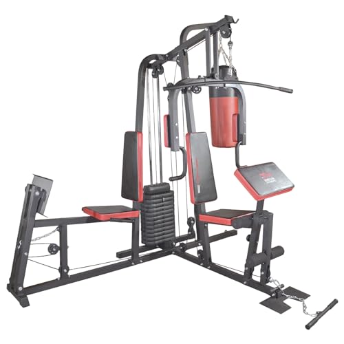 TrainHard® Kraftstation Multistation Fitnessstation inkl. Beinpresse, erweiterbar (optinal): Dipstation, Beinhebe, Sit Up Bank, Stepper, Push Up Bar, Boxsackhalterung, Speedball Plattform. (Kraftstation inkl. Beinpresse + Boxsackhalterung) von Train Hard