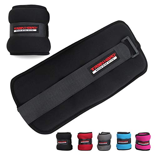 TrainHard 0.5 kg - 2 kg Gewichtsmanschetten für Hand - und Fußgelenke 2er Set - in 4 Varianten Gewichts and 5 Farben Laufgewichte (2 KG - Schwarz) von TrainHard