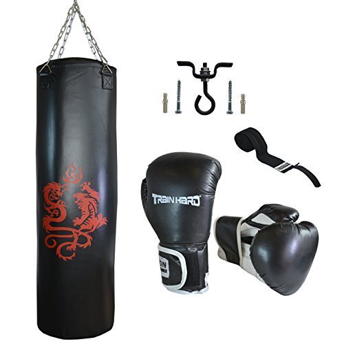 TrainHard Boxset: Boxsack 130cm lang + Boxhandschuhe 14OZ + Bandage + Deckenhalter TrainHard Boxset: Boxsack 130cm lang + Boxhandschuhe 14OZ + Bandage + Deckenhalter von TrainHard