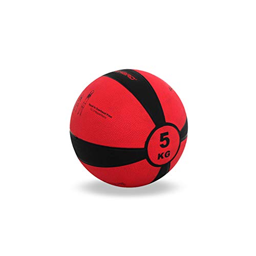 TrainHard Medizinball 1-12 kg, Gummi Gewichtsball in 10 Farbig, Professionelle Gymnastikball für Krafttraining, Crossfit und Fitness (5 KG - Rot) von TrainHard
