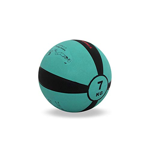 TrainHard Medizinball 1kg bis 12 kg, Gummi Gewichtsball in 10 Farbig, Professionelle Gymnastikball für Krafttraining, Crossfit und Fitness (7 KG - Blaugrün) von TrainHard