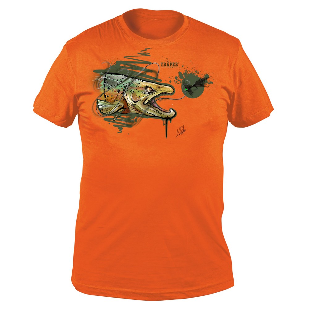 Traper Fly Art Trout Short Sleeve T-shirt Orange M Mann Traper Fly Art Trout Short Sleeve T-shirt Orange M Mann von Traper Fly