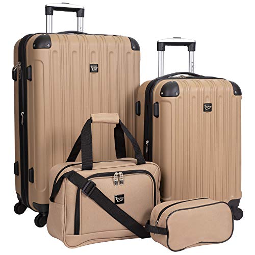 Travelers Club Midtown Hardside 4-teiliges Gepäck-Reise-Set, Hellbraun, 4-Piece Set, Midtown Hardside 4-teiliges Gepäck-Reise-Set von Travelers Club