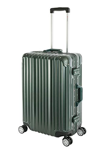 Travelhouse London Koffer Grün M-65cm · Alu-Rahmen · Polykarbonat Hartschale · Trolley Reisekoffer Reisegepäck · 2X TSA Zahlenschloss · 4X Doppelräder · 360° Rollen · Vol. 67L von Travelhouse