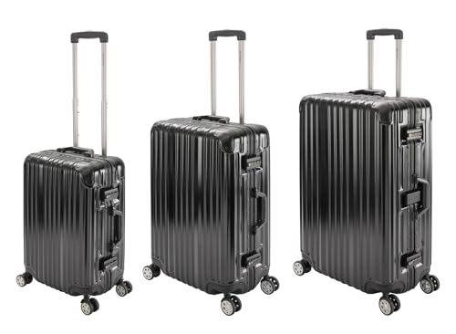 Travelhouse London Koffer Schwarz S-55cm, M-65cm, L-77cm · 3er-Set · Alu Rahmen · Polykarbonat Hartschale · Reisegepäck Reisetrolley Trolley Reisekoffer · Vol. S-44L · M-67L ·L-108L Travelhouse London Koffer Schwarz S-55cm, M-65cm, L-77cm · 3er-Set · Alu Rahmen · Polykarbonat Hartschale · Reisegepäck Reisetrolley Trolley Reisekoffer · Vol. S-44L · M-67L ·L-108L von Travelhouse