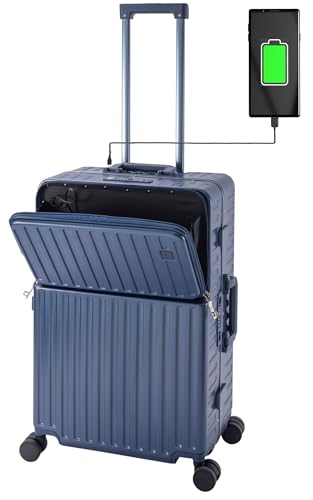 Travelhouse Roma Reisekoffer mit USB & Getränkehalter, Hartschale, Alu-Rahmen, Extrafach, 2xTSA, 65x40x25 cm, Blau Travelhouse Roma Reisekoffer mit USB & Getränkehalter, Hartschale, Alu-Rahmen, Extrafach, 2xTSA, 65x40x25 cm, Blau von Travelhouse