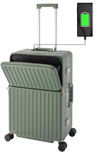 Travelhouse Roma Reisekoffer mit USB & Getränkehalter, Hartschale, Alu-Rahmen, Extrafach, 2xTSA, 65x40x25 cm, Hellgrün Travelhouse Roma Reisekoffer mit USB & Getränkehalter, Hartschale, Alu-Rahmen, Extrafach, 2xTSA, 65x40x25 cm, Hellgrün von Travelhouse