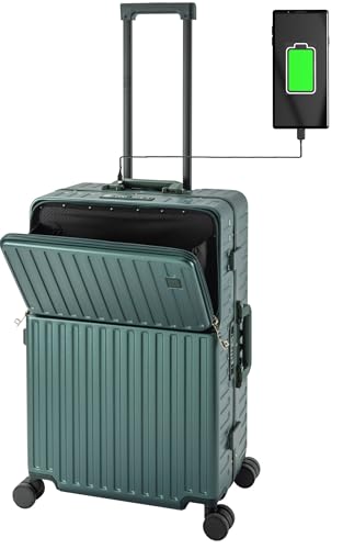 Travelhouse Roma Reisekoffer mit USB & Getränkehalter, Hartschale, Alu-Rahmen, Extrafach, 2xTSA, 65x40x25 cm, Schwarz Travelhouse Roma Reisekoffer mit USB & Getränkehalter, Hartschale, Alu-Rahmen, Extrafach, 2xTSA, 65x40x25 cm, Schwarz von Travelhouse