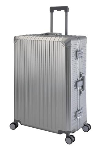 Travelhouse Tokyo Alu Reisekoffer Silber XL-78cm Hartschalenkoffer Reisetrolley Suitecase Trolley 2X TSA Zahlenschloss 4 Doppelräder 360° Rollen Vol. 110L von Travelhouse